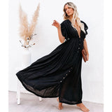 Women Swimsuit Cover Ups Mandarin Sleeve Kaftan Beach Tunic Dress Robe De Plage Solid White Pareo Beach