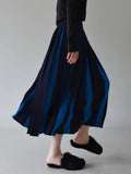Black Patchwork Long Skirt- Outfit