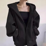 Solid Color Pullover Zip Up Oversized HoodieOutfit
