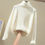 Winter Office Ladies Elegant Sets Womens Outfits 2023 Plaid Thick Coats+Turtleneck Knitted Sweater+woolen Harem Pants
