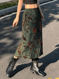 midi skirt with floral pattern and
