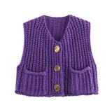Autumn Street Shirt Fashion Cute Crochet Wool Vest Knitted Thick Knitted Vest Women's