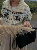 Buttoned Retro Printed Cardigan- Outfit