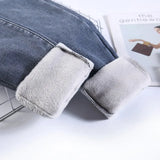 Warm Slim Fit Pencil Pants Women Thicken Fleece Skinny Jeans Pants For Women leisure High Waist Elastic Denim
