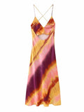 Printed Slip Long Dress Women Satin Backless Dress Woman Camisole Sexy Summer Dresses Woman 2023 Evening Party