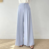 Zingj Korean Chic Summer New Temperament High Waist Versatile Pressure Fold Design Loose Hanging Feeling Drag The Floor Wide Leg Suit Pants Woman-Outfit