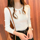 O-neck Slim Stretch Sexy Pullover Winter Hollow Sweater Slim Bottoming Tops Sweater Ladies Solid Soft Pull Elegant