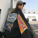 Jacket Women Windbreaker Coat Patch Designs Harajuku Loose Bomber Streetwear Casual Basic Coat Oversize Short Jacket