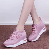 Increase White Women Shoes 2022 Spring Mesh Breathable Sport Casual Shoes Women Wedge Platform Shoes Zapatos De