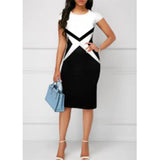 Fashion Vintage Polka Dot Plaid Print Splicing Bodycon Dress Sleeveless Office Elegant Sheath Evening Party Dresses