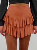 Smock Tiered Ruffle Mini Skirt-Outfit