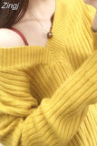 Fashion Women Sweater 2023 Autumn Warm Long Sleeve Chic Elegant Soft Pullovers V neck Winter Female Tops