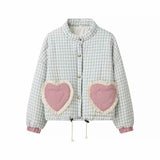 Women's Autumn And Winter New Street Fashion Love Lace Splicing Lattice Cotton