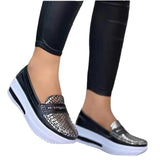 fashion round toe low top wedge platform sneakers comfort Non slip women loafers plus size 43 flat casual shoes of