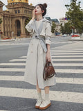 Colors Long Trench Coat Women Spring Autumn New Long sleeve Double breasted Sashes Windbreaker Overcoat Women