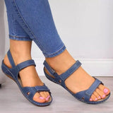 New 43 Large-Size Thick Bottom Heel Women's Shoes Magic Buckle With