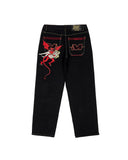 Letter Print Black men jeans Y2k Loose Straight Leg Wide Leg Pants Street Shot Fashion Women Baggy High Quality