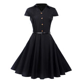 Summer Casual Dress Vintage Rockabilly 50's Women Jurken Party Swing Vestidos Black Red Pinup Short Audrey Hepburn
