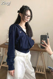 Y2k Short Length Zipper Hooded Sweatshirts Solid Women Hip Hop Sudadera Vintage Long Sleeve High Waist Street
