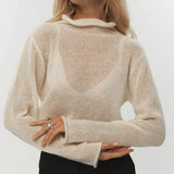 2025 New Hollow Sweater Women Wind Soft Loose Knitted Long-Sleeved Cover