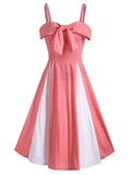 Women Party Dress Cold Shoulder Lace-Up Contrast Flare Dress Short Sleeves Casual Mini Dresses Robe