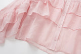 Women's Pink Folding Decoration Romantic Style Shirt