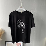 2021 Summer Abstract Character T-shirts Women Cotton Tops Tee Short Sleeve Printing