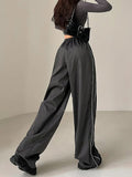 Baggy Black Sweatpants Basic Low Rise Pants Side Stripe Patchwork Jogging Trousers Women Streetwear y2k Aesthetic