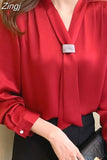 Women Shirts Chiffon Blouses for Women Long Sleeve Shirts Tops Woman Ribbon Blouse Tops Fashion Woman Bow Tie Shirt