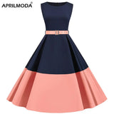 Summer Women Elegant Vintage Midi Dress Sexy Solid Patchwork A-line Vestidos Sleeveless Party Dresses 2022 Robe