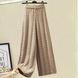 Warm 3 Piece Set Women Pullover Sweater + Wide Leg Pants +Lamb Wool Vest Outfits Knitted Suit Tracksuit Womens