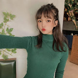 Harajuku Half High Collar Y2k Knitted Sweaters Women Autumn Winter Solid Colors Slim Pullovers Female Casual Korean