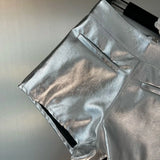 2022 Autumn New Arrivals Silver Slim Pu Shorts Women