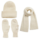 Women Knit Hat Scarf Gloves Sets Soft Warm Winter Solid Color Fashion Accessories for Cold