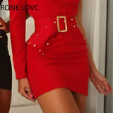 Women One Shoulder Puffed Sleeve Plain Bodycon Dress Elegant Fashion Party