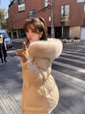 New Large Real Fox Fur Hooded Winter Puffer Feather Jacket Women Warm 90% White Duck Down Coat Waterproof
