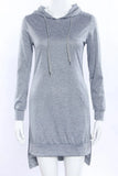 2020 Autumn Winter Fashion Sexy Hooded Collar Women's Mini Split Irregular Dress Casual Solid Long Sleeve Ladies