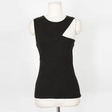 2021 O Neck Summer Knit Top Sleeveless Women Sexy Basic T Shirt White Off Shoulder Ribbed Black Tank Top