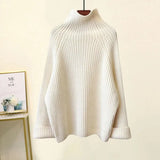 Winter Warm Knitted Suit Women Long Sleeve Half Turtleneck Knitting Sweater And Wide Leg Pants Sets Outer Wear Loose