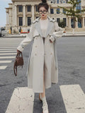Colors Long Trench Coat Women Spring Autumn New Long sleeve Double breasted Sashes Windbreaker Overcoat Women