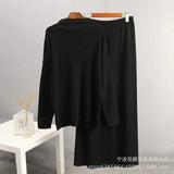 Hot Sales Solid-Color Suit Women Irregular Open Fork Top + Wide Leg Pants Leisure Loose