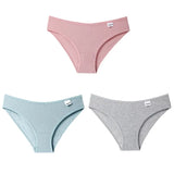 3PCS/Set Women's Panties Striped Cotton Underwear Solid Color Briefs Low-Rise Soft Panty Women Underpants Female