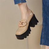 model 2022 early spring new high-heeled water table metal decoration solid color single shoes