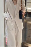 Women Suits Office Sets Pockets Coat Wide Leg Pants New 2023 Spring Autumn Office Wear Women Fashion Elegance Lady Blazer