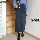 Women Leisure All-match Side-slit Fashion High Waist Denim Summer A-line Female Streetwear Korean Style Simple Casual
