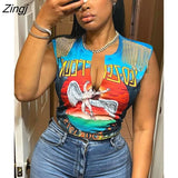 Summer Loose Gray Tassel Graphic T shirts Tie Dye Print TShirt Crop Tops Women 2022 Streetwear Tee TShirts For