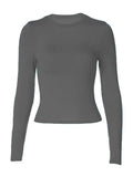 Solid Color Long Sleeve Top- Outfit