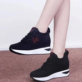 Increase White Women Shoes 2022 Spring Mesh Breathable Sport Casual Shoes Women Wedge Platform Shoes Zapatos De