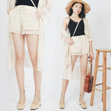crochet shorts female summer students 2021 new loose casual high-waist elastic women's outer wear