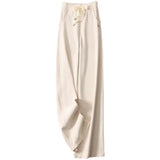 Y2k Office Lady Wide Leg Pants Summer Loose High Waist Streetwear Women Straight Trousers Korean Lace Up Suit Pants